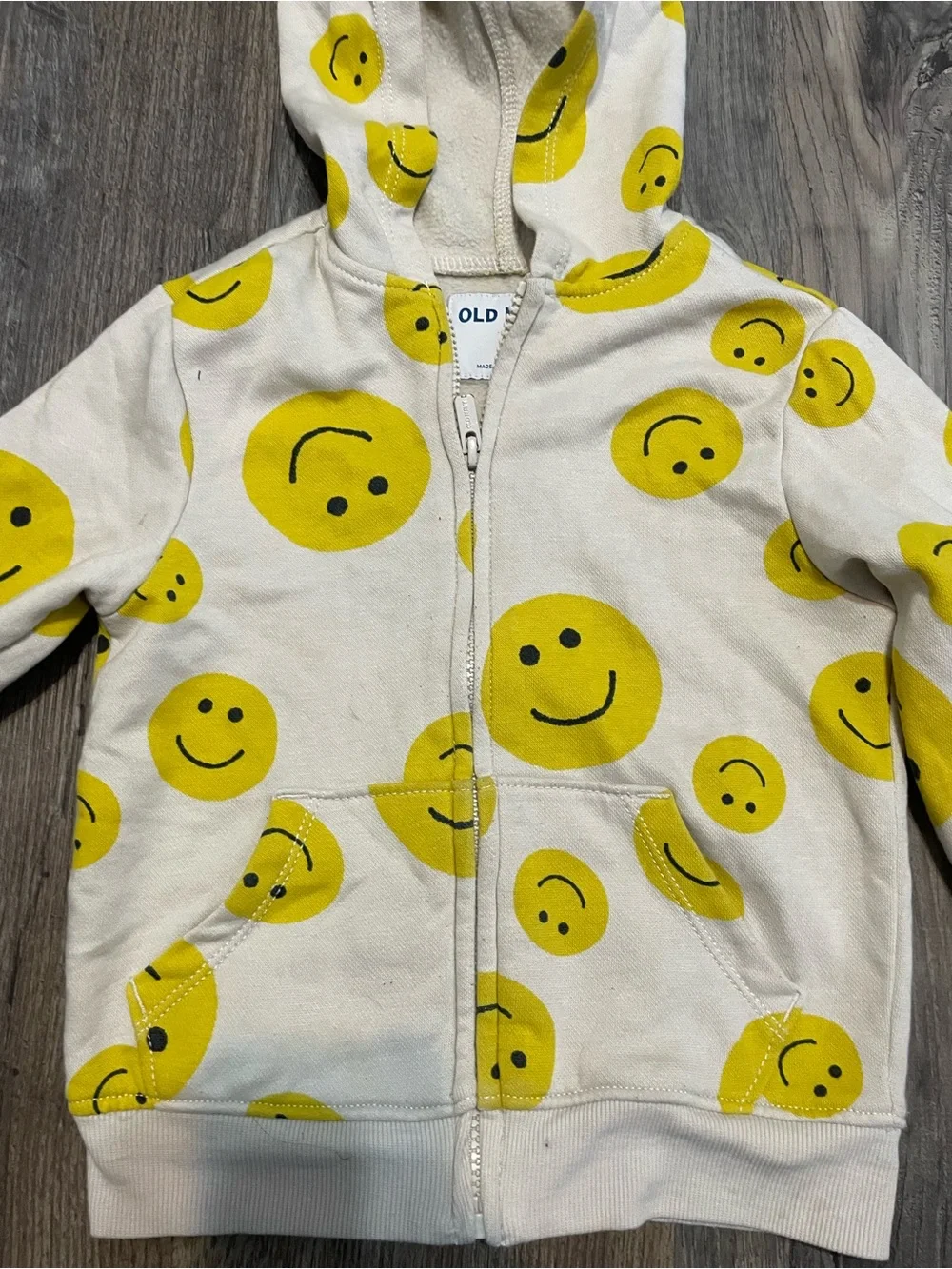 Old Navy Cream Hoodie with Yellow Smiley Faces - Kids